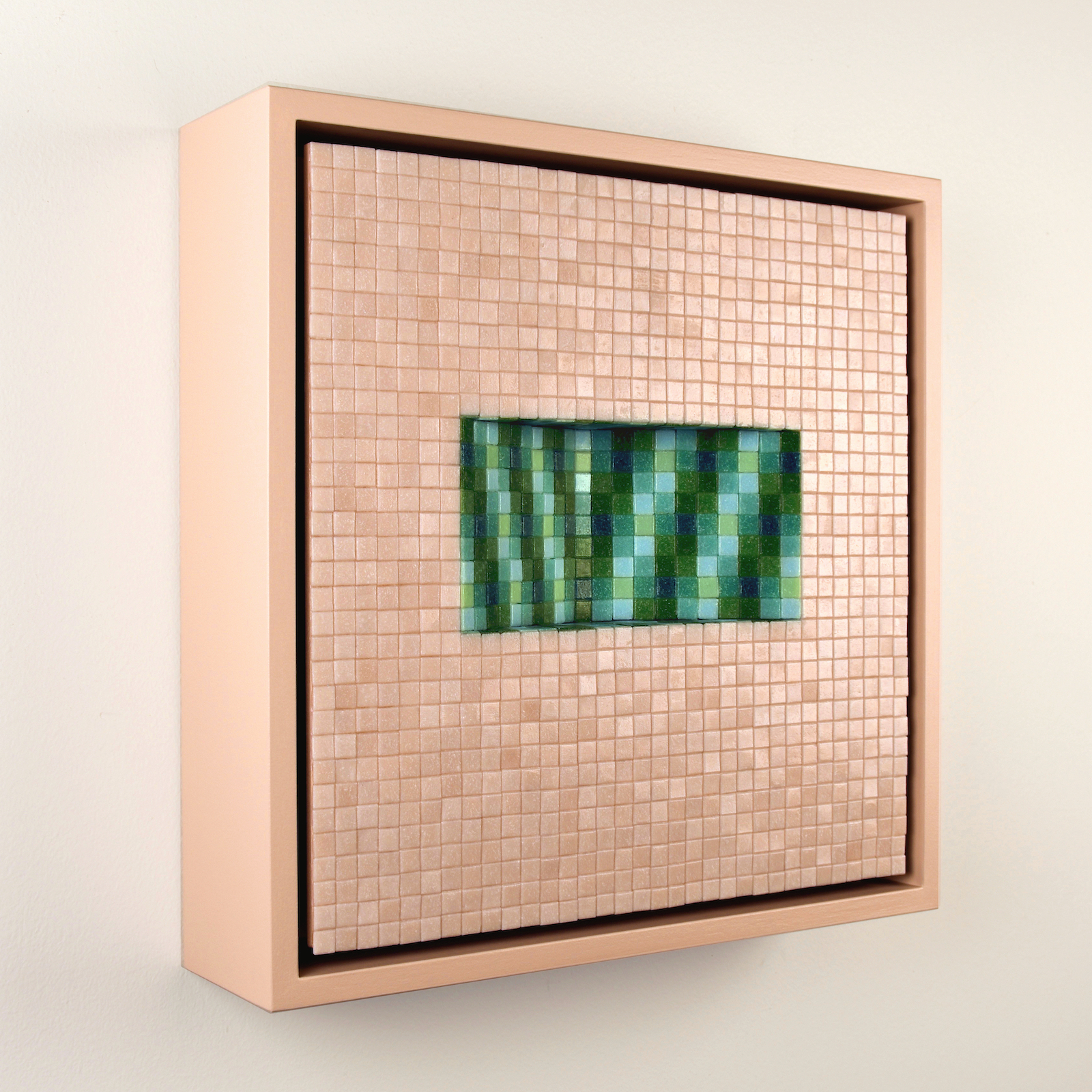 Liz Koerner, Rose Tectonic, glass mosaic tile, Poplar, plywood, MDF, paint