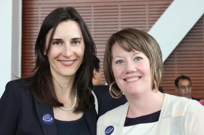Lenka Horakova (left) with Priscilla McChristian, UALR Chief of Staff, Office of the Chancellor