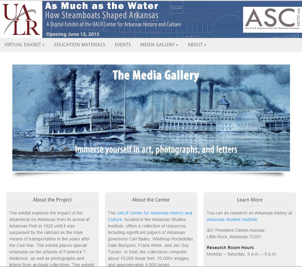 Virtual exhibit on the influence of the steamboat on Arkansas