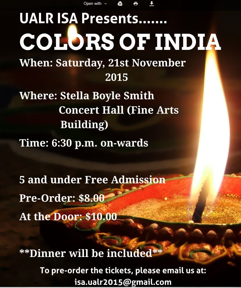 Flyer for Colors of India event