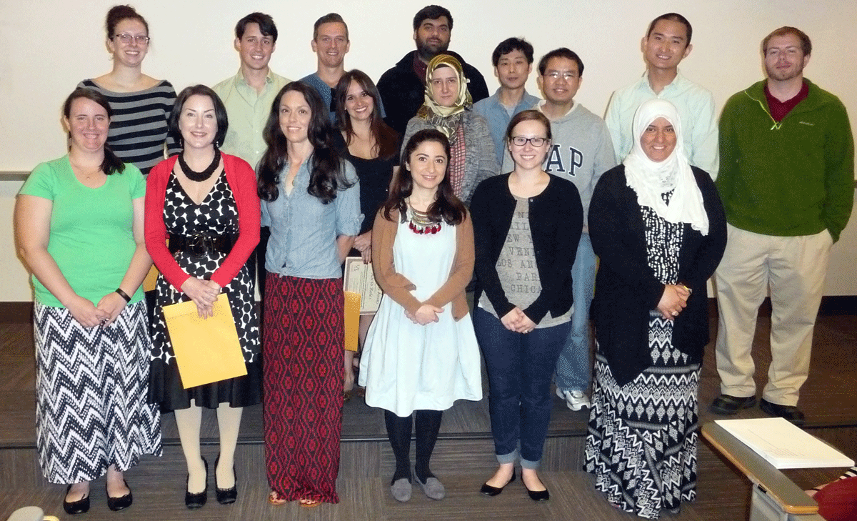 The graduate student winners of the 2016 Student Research and Creative Works Expo were honored at an awards ceremony April 18 in the Student Services Center.