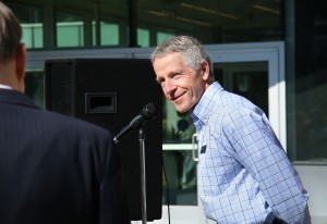 Karl Lenser address the crowd.