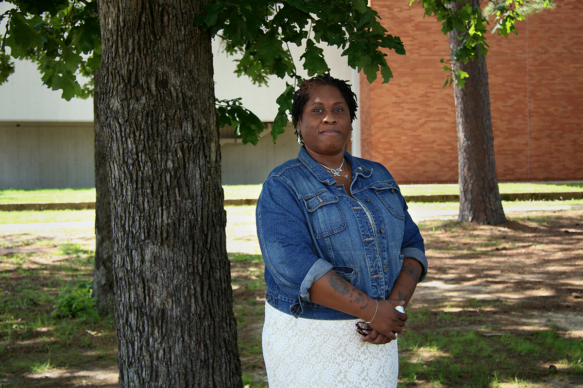 A profile shot of Subrinia Bogan on the UALR campus.