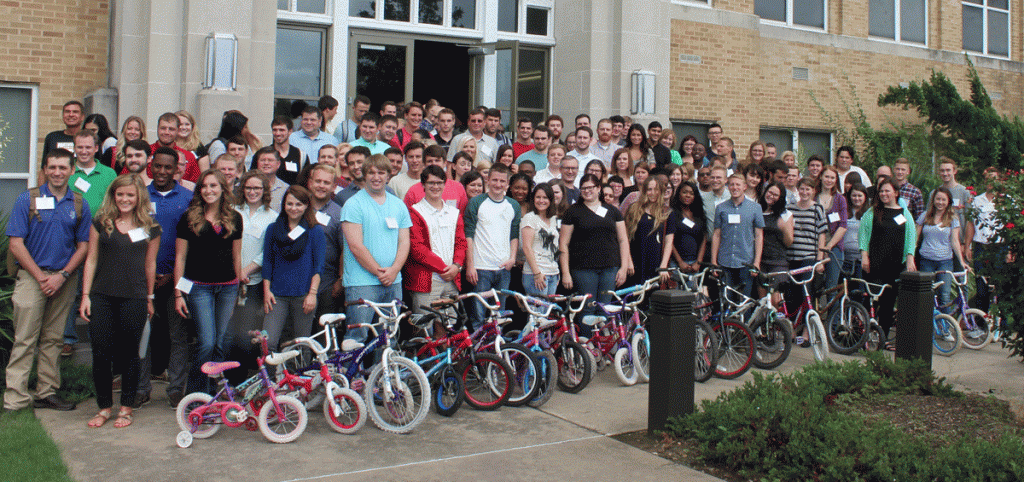 New students at the Bowen School of Law built 23 bikes to donate to Recycle Bikes for Kids. 