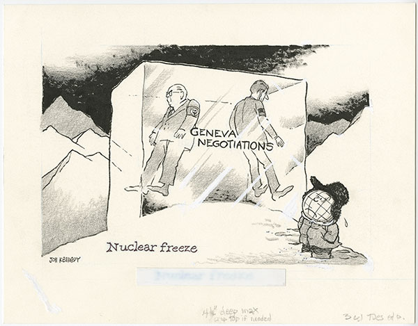 Old editorial cartoon on the Geneva negotiations and the prospect of a nuclear freeze