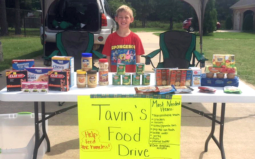 Tavin Leggate holds a summer food drive.