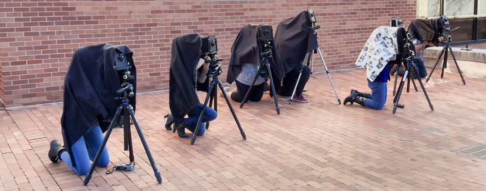 Students from Prof. Joli Livaudais’ View Camera class learn how to make photographs using Adams’ traditional equipment and methods.