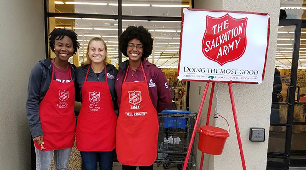 Student-athletes from the University of Arkansas at Little Rock volunteered more than 250 hours with the Salvation Army during the 2016 holiday season.