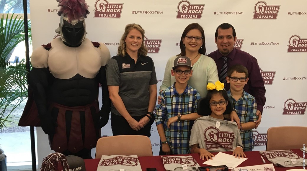 Edyn Walterhouse signs a letter of intent to join the UA Little Rock swimming and diving team.