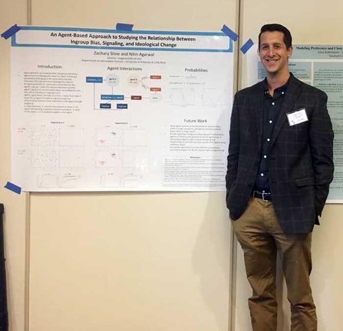 A University of Arkansas at Little Rock doctoral student, Zachary Stine, has presented research on how opinions can be formed, influenced, and changed during the Computational Social Science Conference held Oct. 19-22 in Santa Fe, New Mexico.