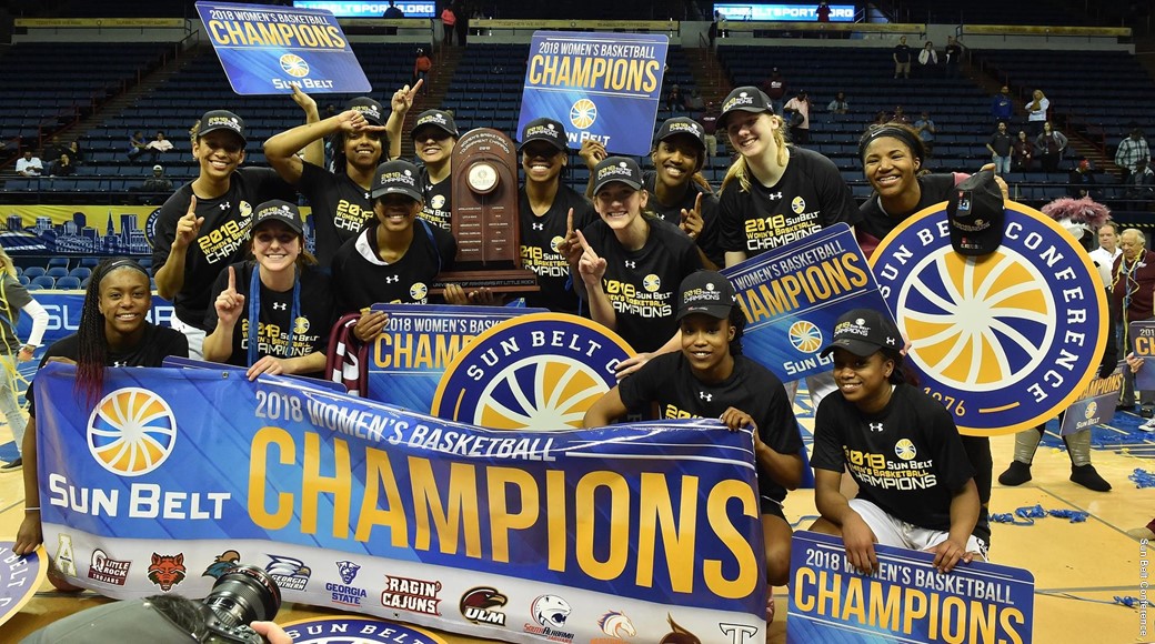 The Trojan women's basketball team won the Sun Belt Conference Tournament Championship.