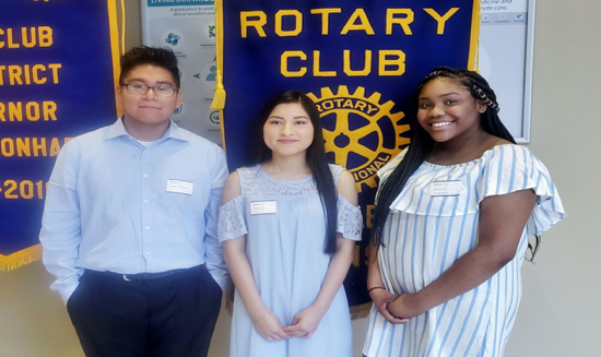 In the upper right photo, Armando Arellano (left), is pictured with fellow Rotary Club of West Little Rock scholarship winners Melissa Velazquez (center), and Stephanie Chukwuanu (right). 