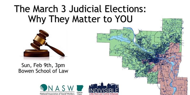 A Judicial Candidates Forum will be held on Sun., Feb. 9, from 3-5 p.m. at the William H. Bowen School of Law. All Pulaski County judicial candidates running in contested races have been invited to discuss their approaches to local issues. The forum is free and open to the public.