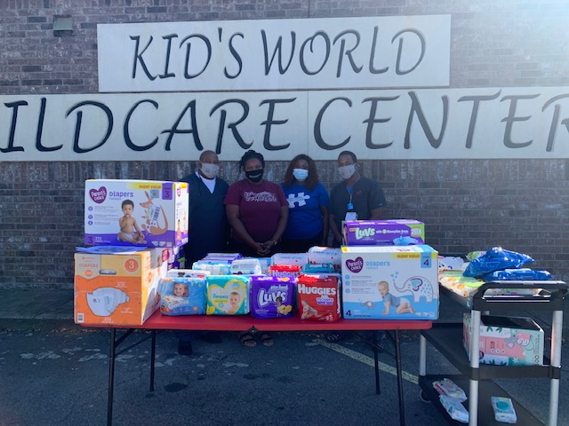 UA Little Rock nursing students Keith Lattimore and Jerrick Johnson collected and donated over 1,000 diapers and 1,150 wipes to donate to a local daycare in Conway as part of a class service project.