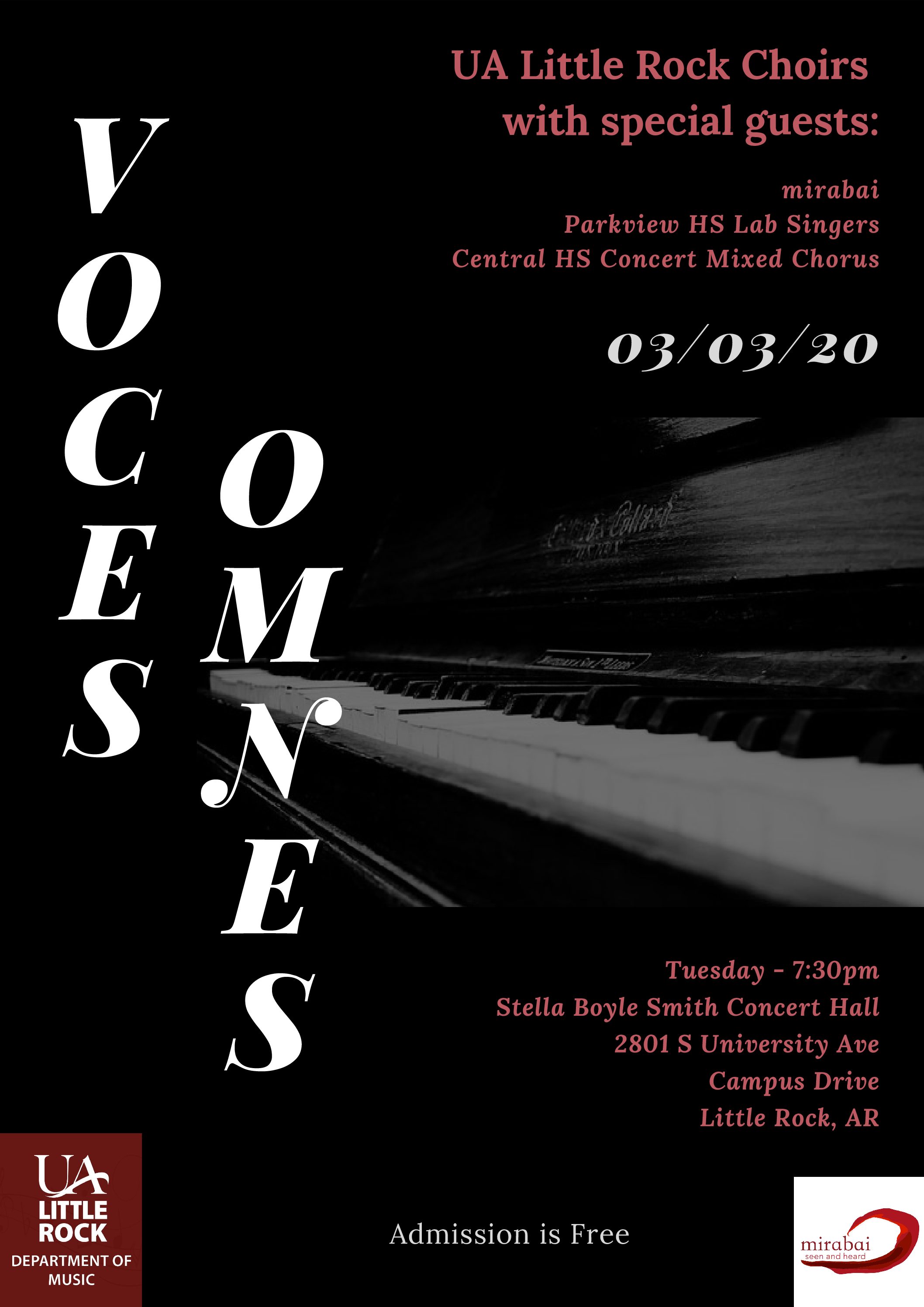 The Voces Omnes Concert will take place on March 3.