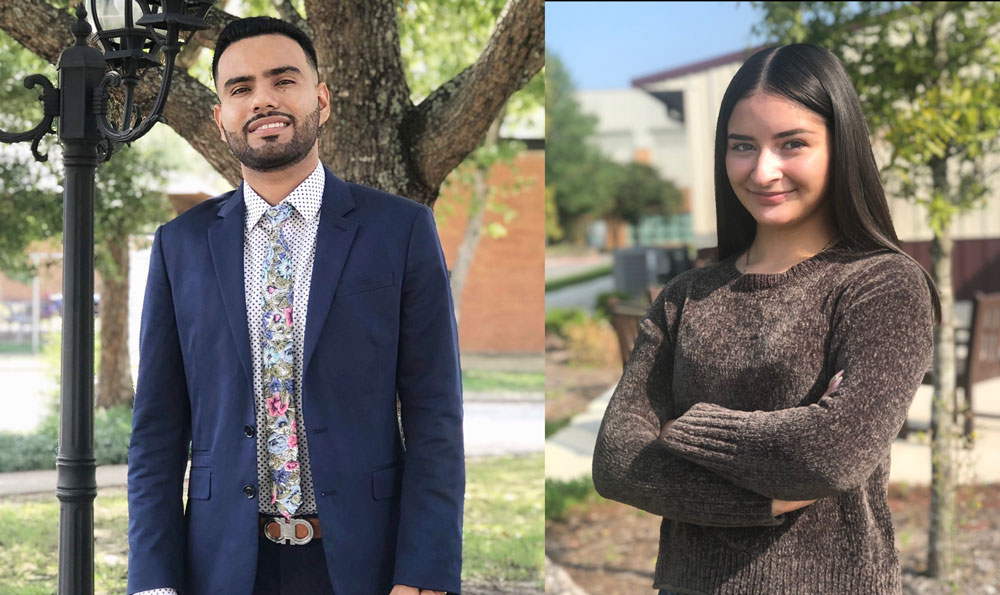 Oscar Gomez, left, and Jenifer Carmona-Garcia, right, are two of the eight UA Little Rock students who are being honored with scholarships from LULAC.