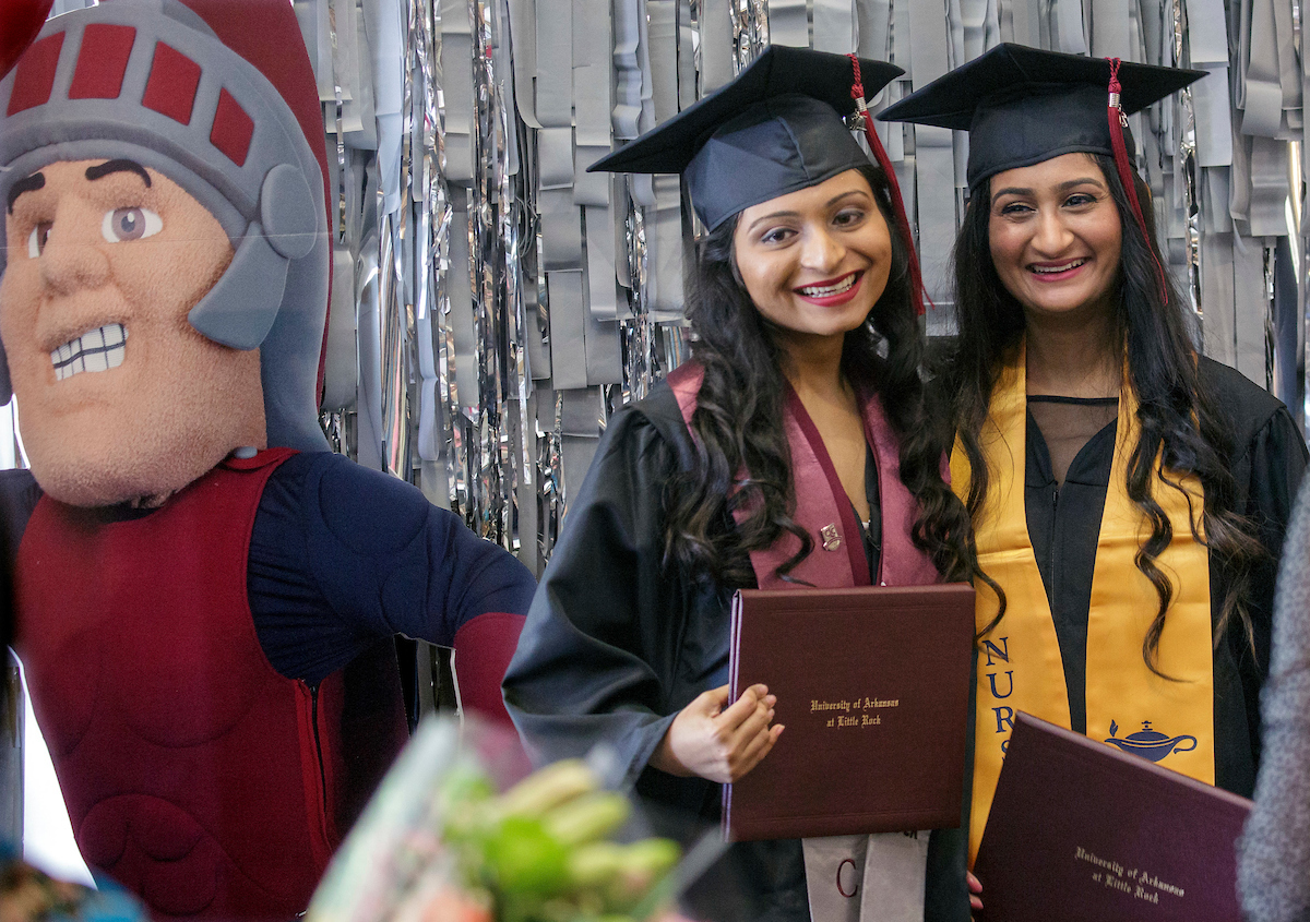 UA Little Rock graduates are honored during a 2021 Spring Hybrid Commencement Ceremony. Photo by Ben Krain.