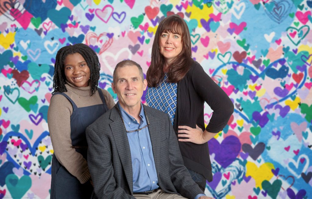 Dr. Gerald Driskill, center, received a national grant to study foster care collaborative networks in Arkansas. Dr. Gerald worked with two graduate students, Chantel Ceaser, left, and Michelle Malone, right, in the M.A. in Applied Communication Studies to conduct in depth interviews.