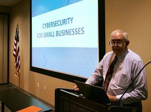 Tim Lee leads a cybersecurity workshop for small business owners.