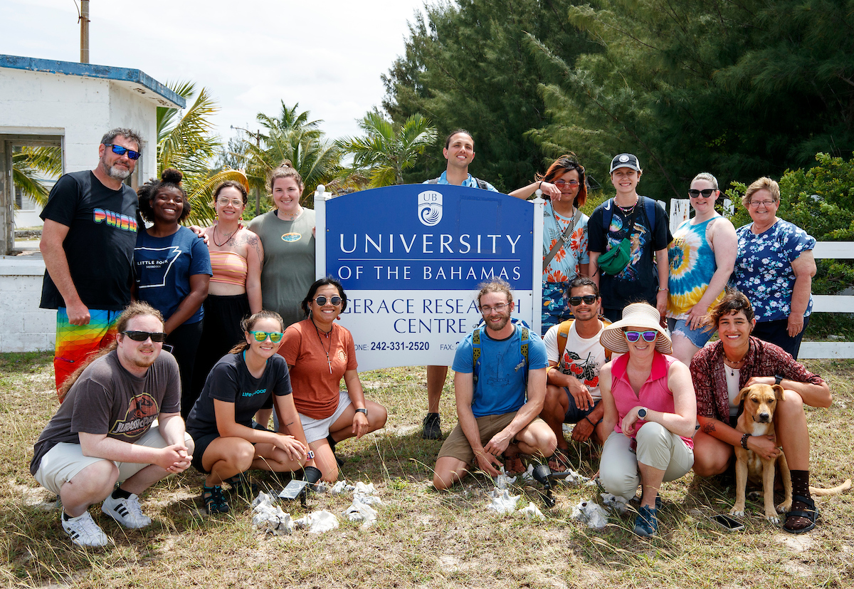 Earth Science students in UA Little Rock's Geology and Ecology of The Bahamas class on San Salvador Island in the Bahamas. Photo by Ben Krain.
