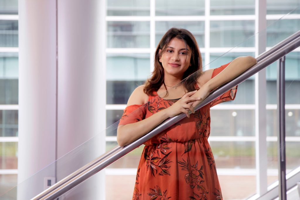 The 2022 Whitbeck Award winner is Tripti Shukla who is graduating in May and majoring in biology and chemistry. Photos by Ben Krain.