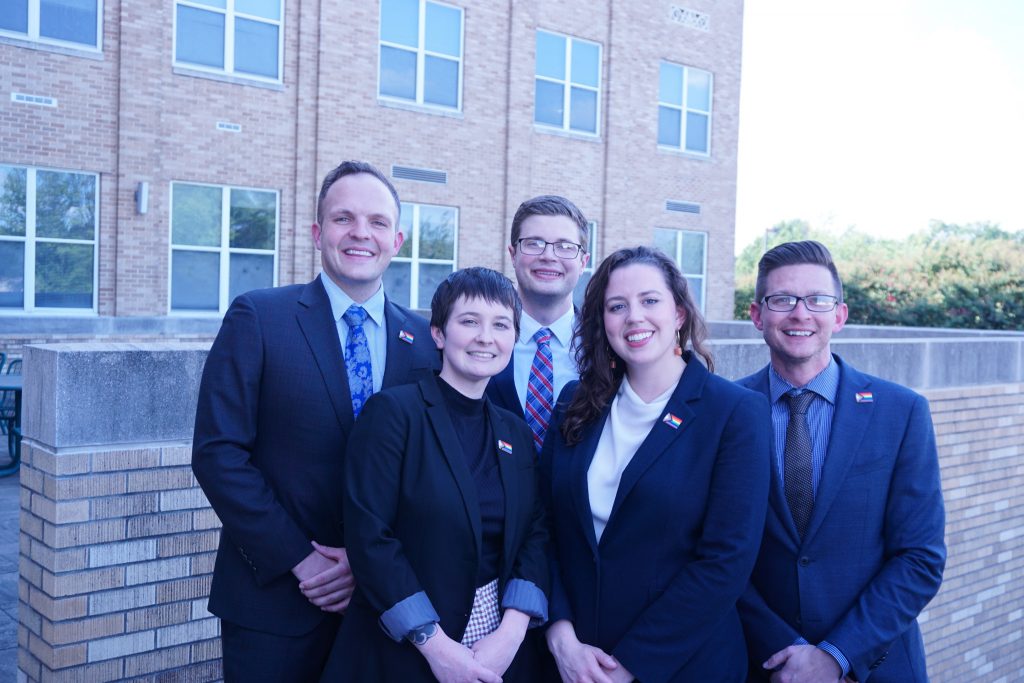 A group photo of the 2021-22 Executive Board for Bowen's OutLaw Legal Society