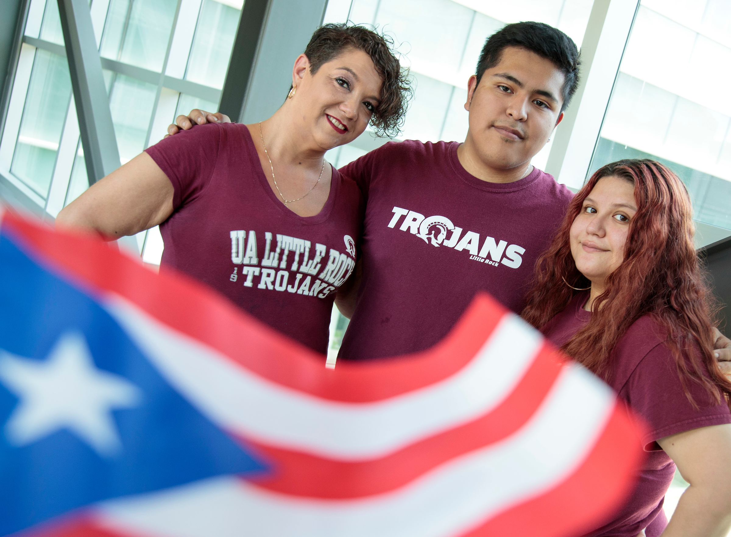 Christine Jones, left, Luis Velazquez, and Kassandra Torres are some of the five UA Little Rock students traveling to Puerto Rico in July to attend the National LULAC convention. Photo by Ben Krain.