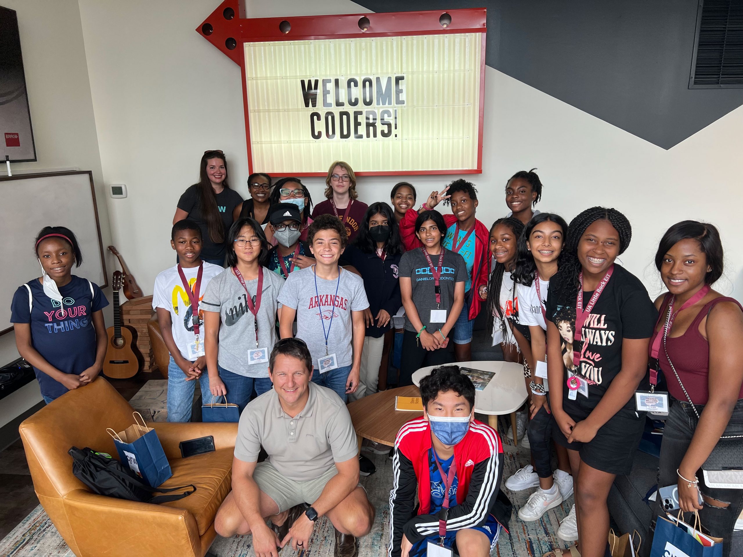 Students attending the Windstream Girls Code Camp at UA Little Rock visit CJRW in Little Rock.