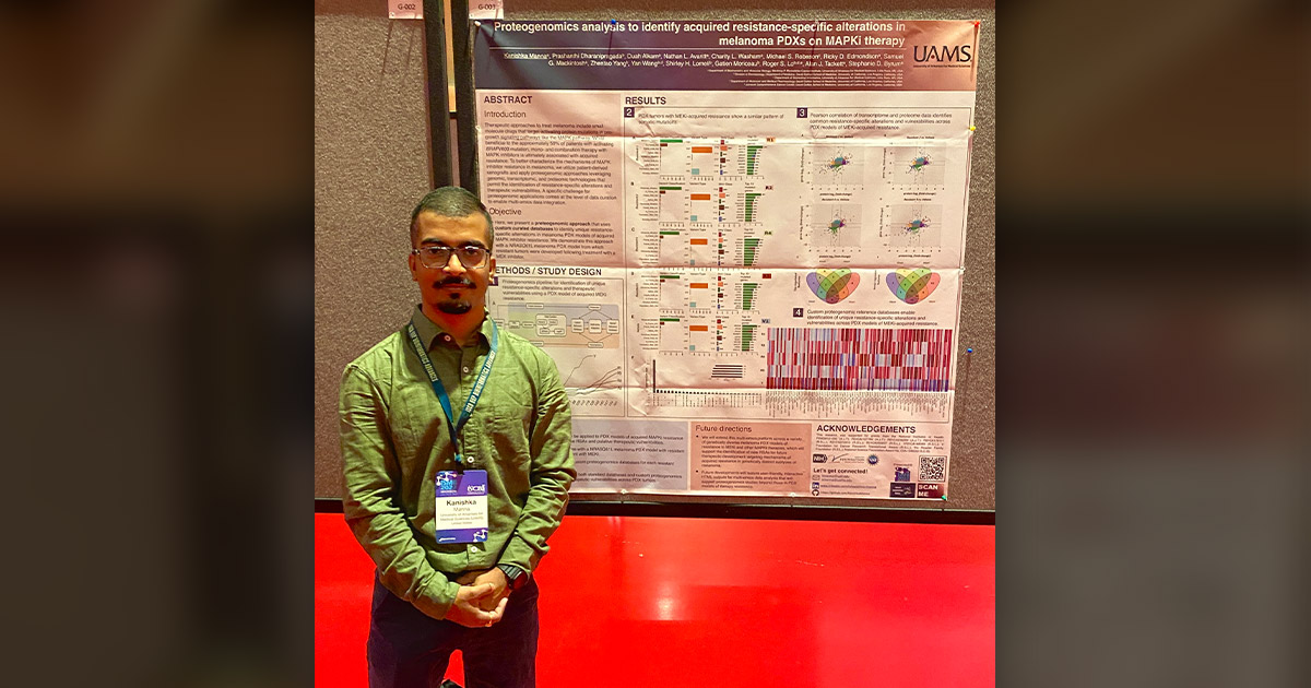 Kanishka Manna, a Ph.D. student in the joint bioinformatics program at UA Little Rock and UAMS, presented his research at the Intelligent Systems for Molecular Biology Conference held July 10-14 in Madison, Wisconsin.