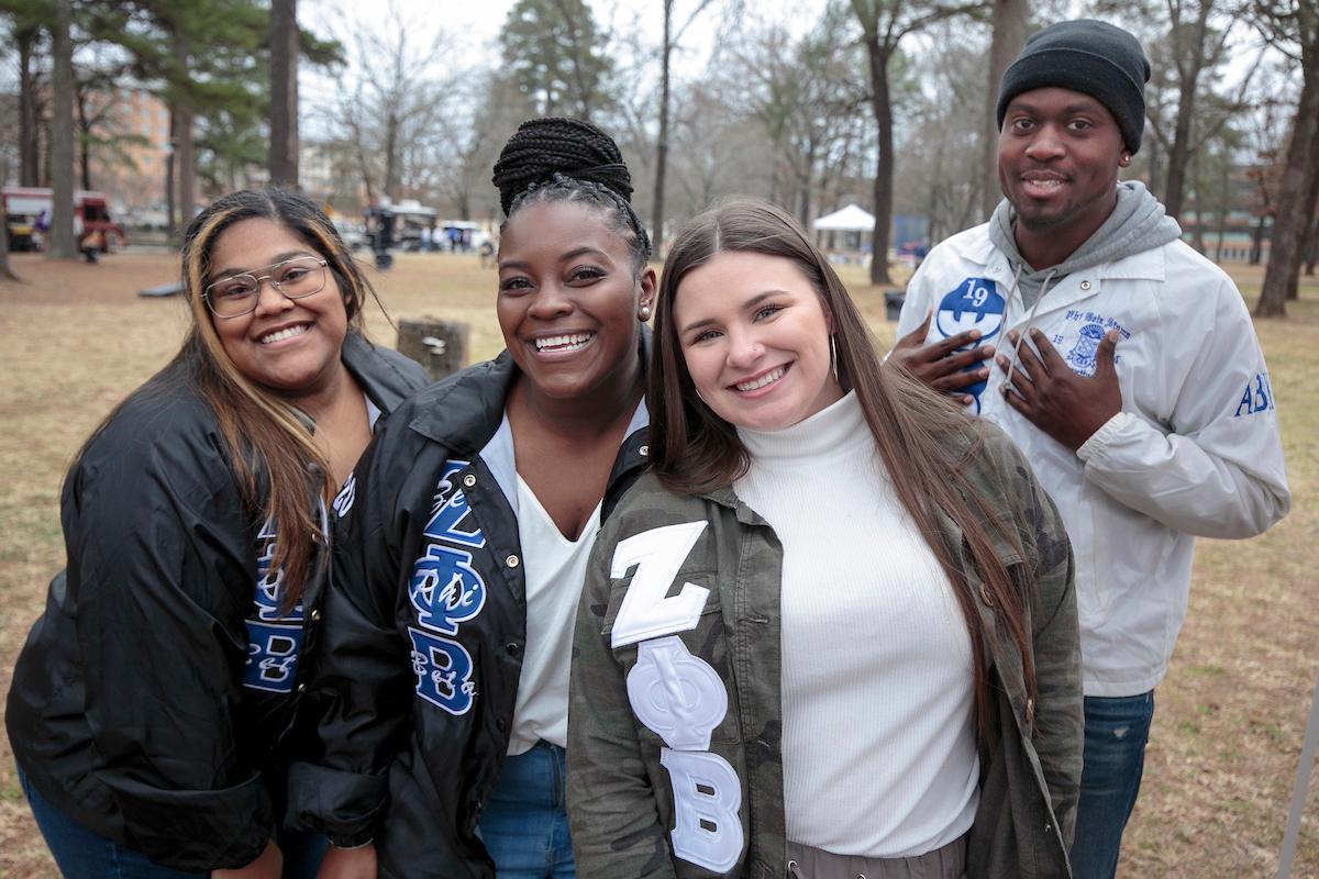 UA Little Rock students participate in a tailgate homecoming event on campus.
