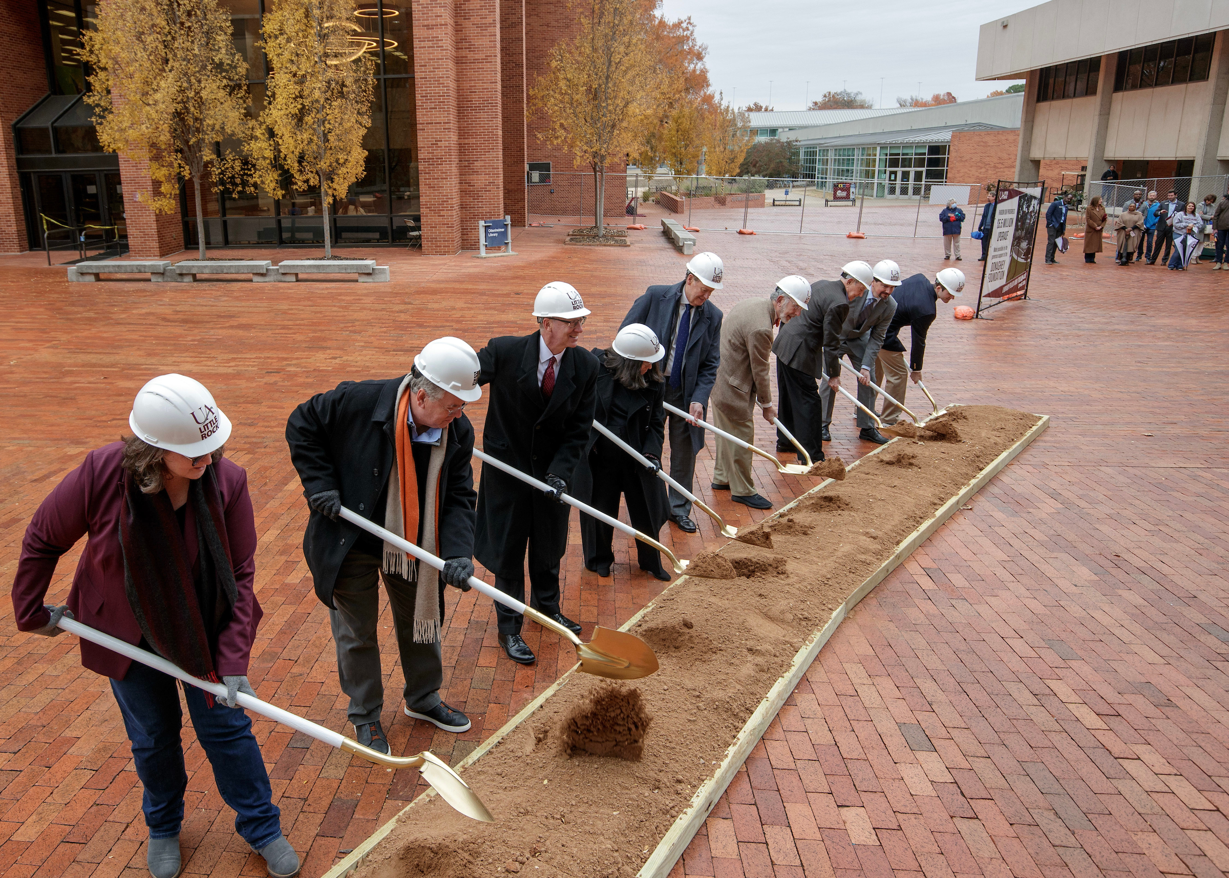 The university formally broke ground on the Trojan Way and Library Plaza project during a groundbreaking ceremony one campus.