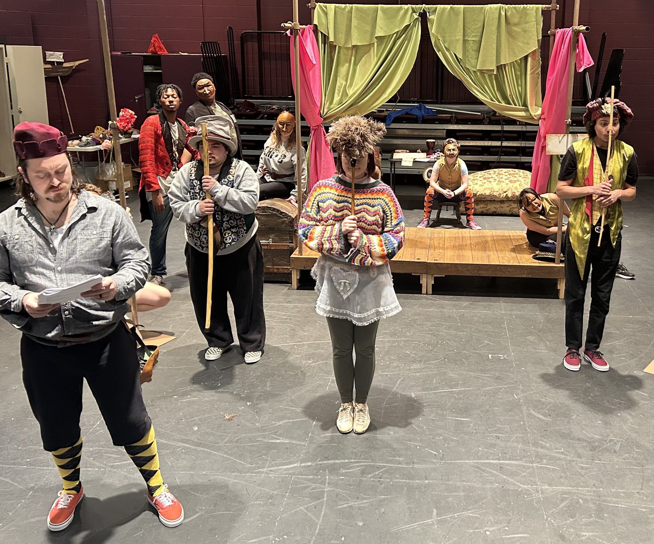 UA Little Rock students rehearse their upcoming performance of Shakespeare's "Twelfth Night" in the Center for Performing Arts.