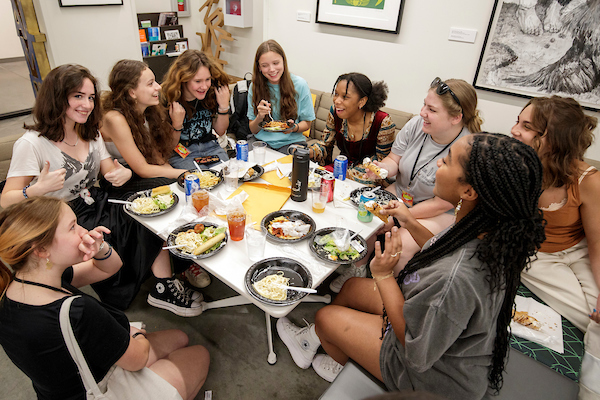 High school students from around Arkansas participate in the weeklong immersive visual arts summer program artWAYS in the Windgate Center of Art and Design during summer 2022. Photo by Ben Krain.