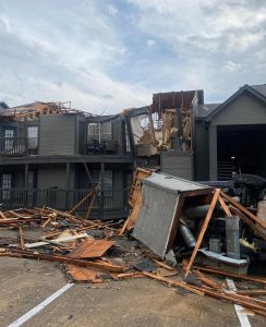 Lindsey Hutcheson's apartment at Calais Forest Apartments suffered significant damage after the March 31 tornado.