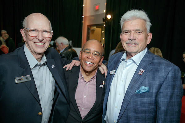 Taste of Little Rock Honoree James Bobo, middle, catches up with Centennial Campaign Co-Chairs Jerry Damerow and Alfred Williams.