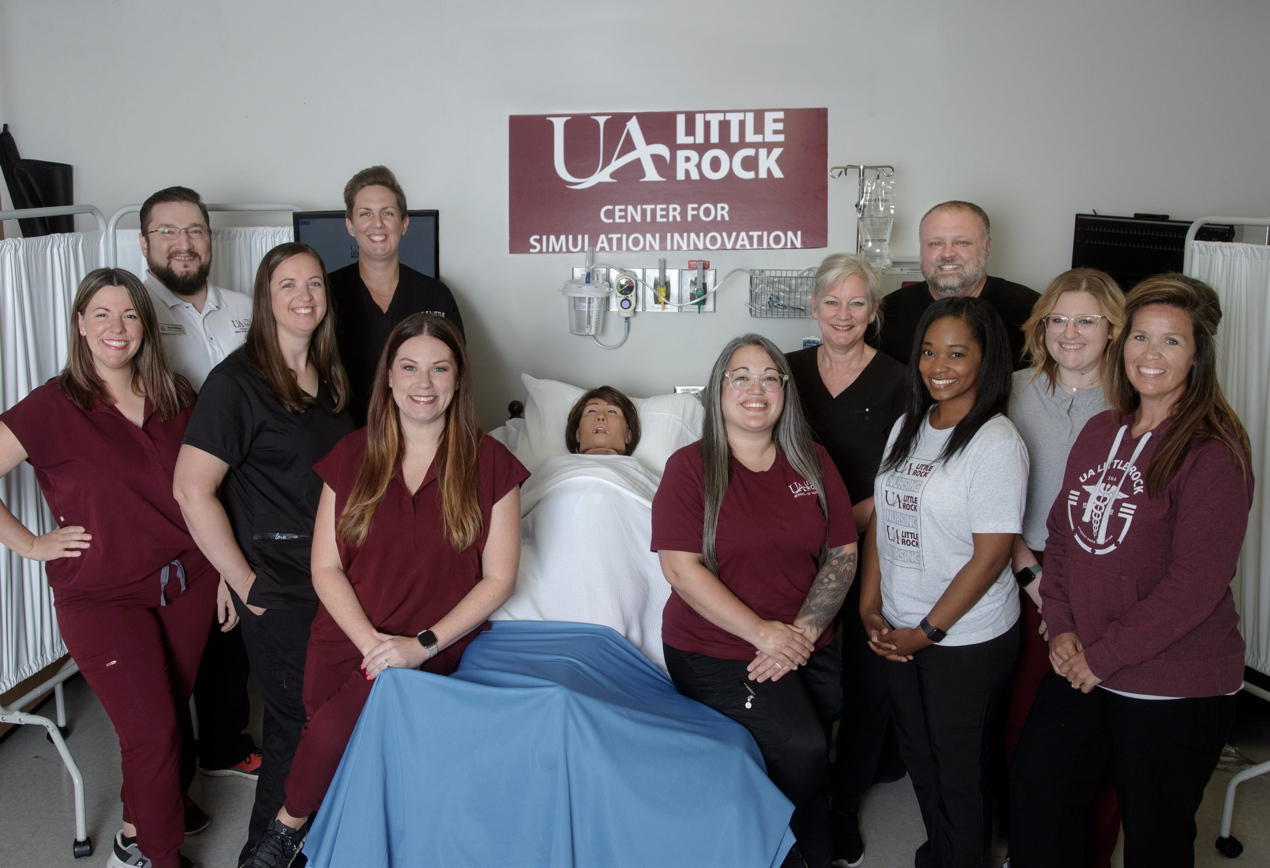 The School of Nursing employees in the Center for Simulation Innovation. Photo by Ben Krain.