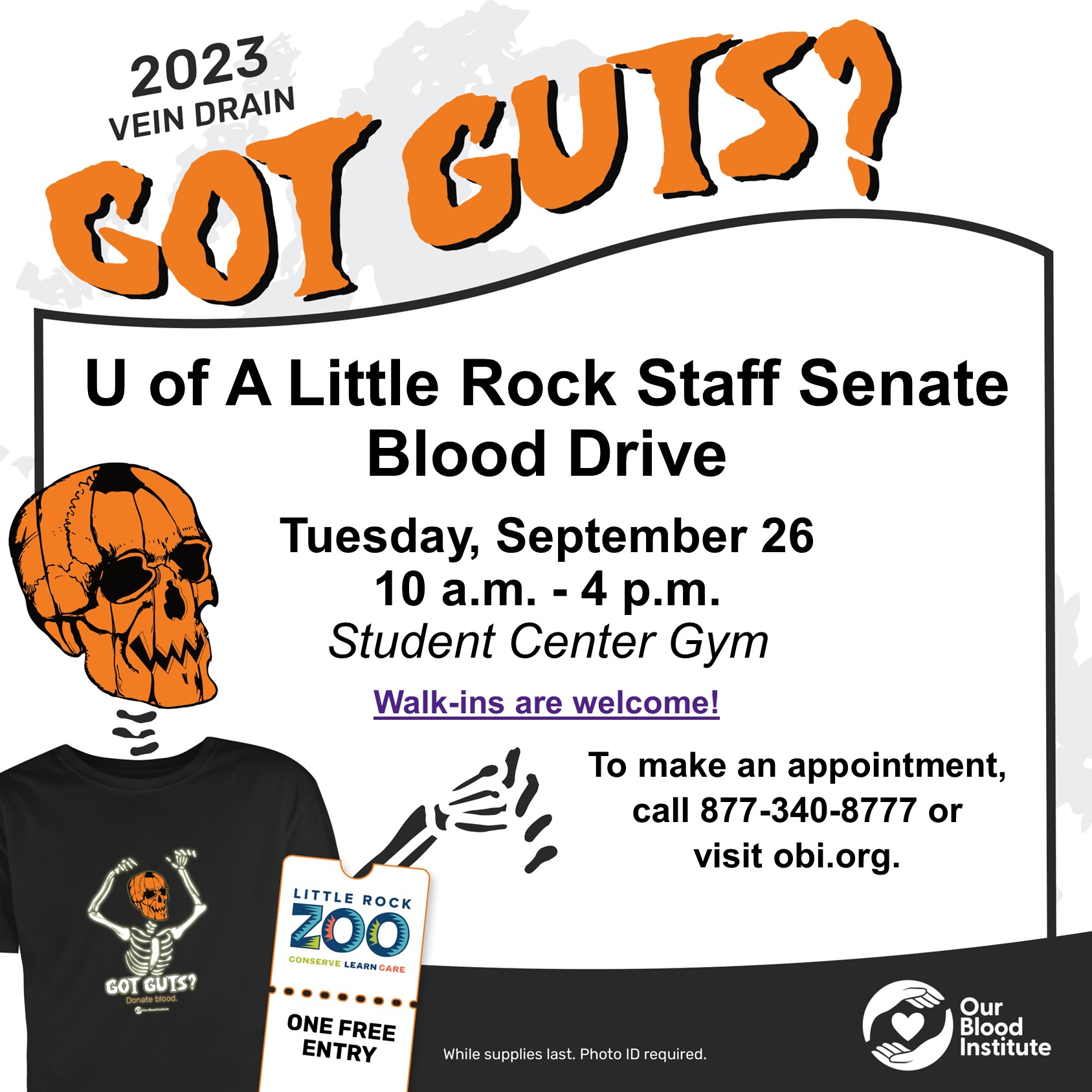 UA Little Rock Staff Senate will hold a Blood Drive from 10 a.m. to 4 p.m. Sept. 26.