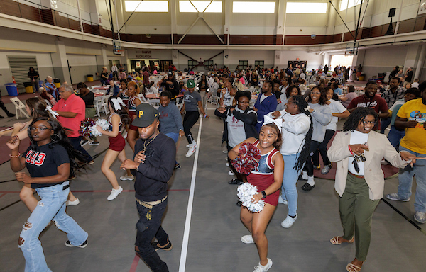 The UA Little Rock community shows off their dance moves during BBQ at Bailey. Photo by Benjamin Krain.
