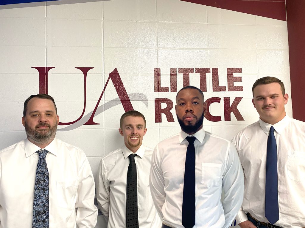 UA Little Rock students Steven Currence, Andrew Payton, Wesley Cook, and Caleb Coffman are competing in the Roofing Alliance’s 10th Anniversary Construction Management Student Competition.
