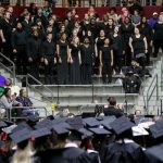 Choir students perform during the Spring 2023 commencement ceremony. Photo by Benjamin Krain.
