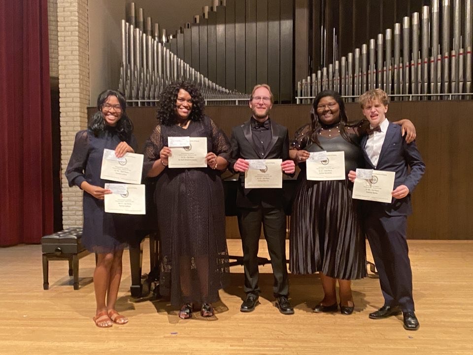 UA Little Rock students celebrate their wins at the National Association of Teachers of Singers (NATS) student auditions held at Henderson State University.