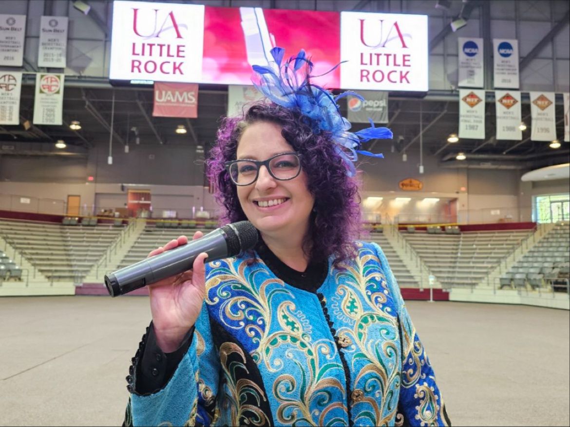 Author Alaina Levine serves as the keynote speaker during UA Little Rock's Solar Eclipse Celebration.