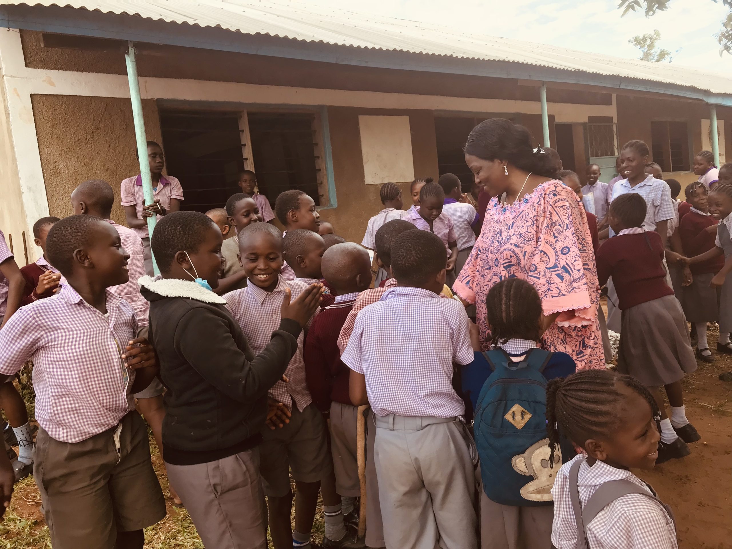UA Little Rock Student and Missionary Mercy MacJones meets with school children during a mission trip in Mombasa, Kenya.