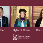 Caleb Scott, Rylee Sullivan, and Keeli Wallace may not have always had their sights set on law school, but their shared passion for helping others through public service, and in one case, sheer fate, brought all three to the William H. Bowen School of Law.