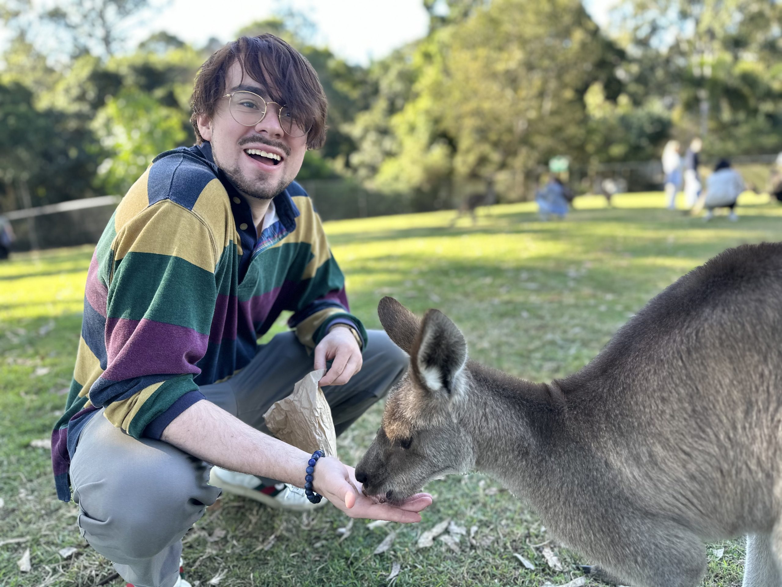 Adrian Rogers feeds a kangaroo at the Lone Pine Koala Sanctuary while studying abroad in Australia.