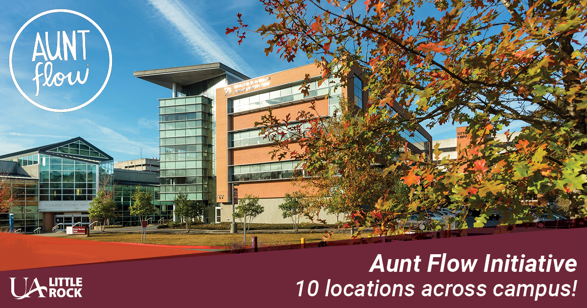 UA Little Rock has partnered with the Aunt Flow Initiative to provide free period products at 10 locations across campus.