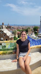 Hodge visits Barcelona's Park Güell while studying abroad. 