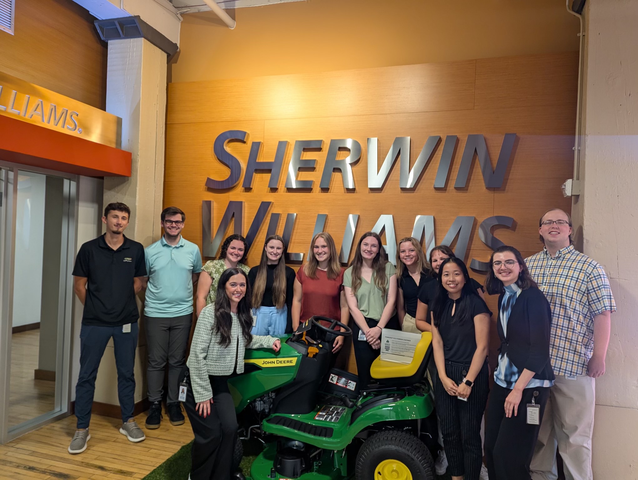 MaryGrace McAfee is shown with her fellow Sherwin Williams summer interns.