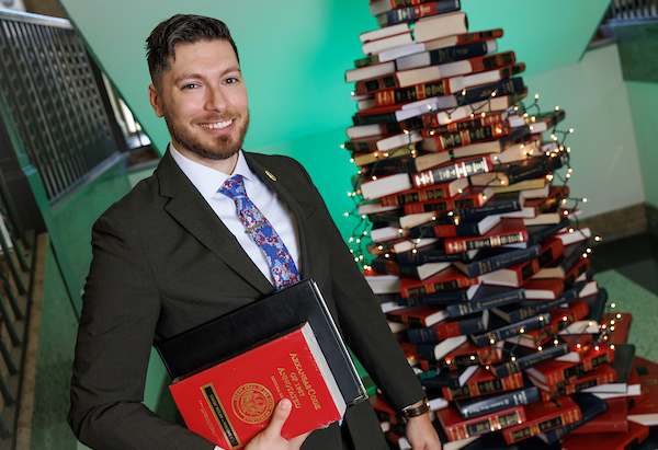 Bowen Law School student Oscar Leyva is graduating in December 2024. Photo by Benjamin Krain.