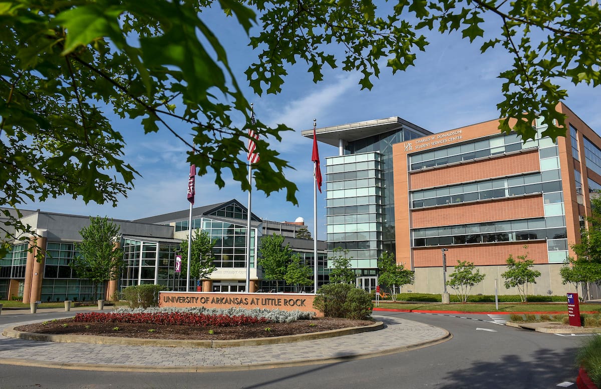 Photo of the Charles W. Donaldson Student Services Center and Donaghey Student Center at UA Little Rock by Ben Krain.